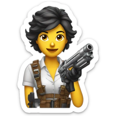 Chica morocha con tufting gun sticker