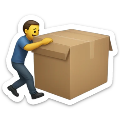 someone dragging a heavy box sticker