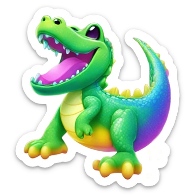 Lisa Frank sparkle rainbow cute alligator  sticker