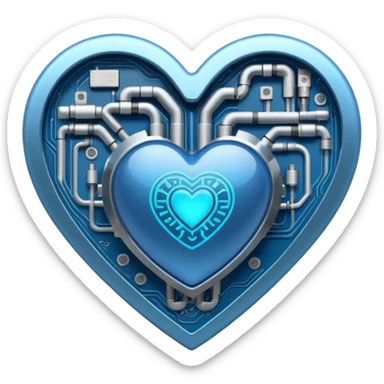 technology themed heart sticker