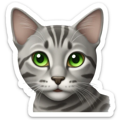 grey tabby cat with green eyes sticker