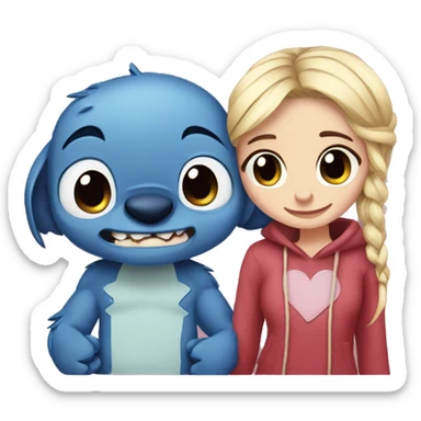 Stitch and his girlfriend in love  sticker