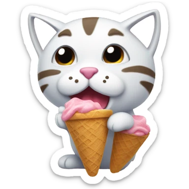 Gato comiendo helado sticker