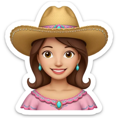 Vaquera mujer sombrero rosado  sticker