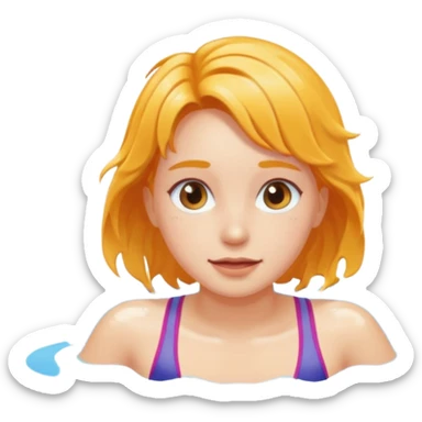 girl swimming laps in a pool  sticker