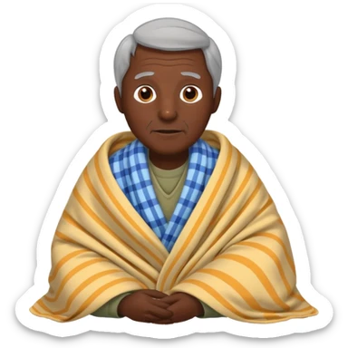 dark skin old man with tucked blanket sticker