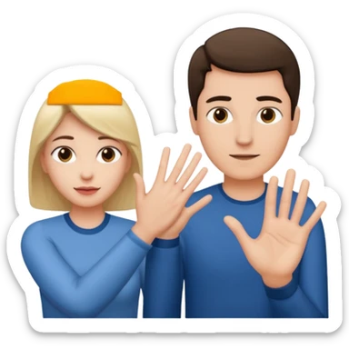 Man face behind women with her hands reaching i front of her sticker