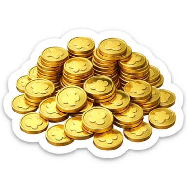 small pile of gold coins, shiny gold, no symbols, no text,  sticker