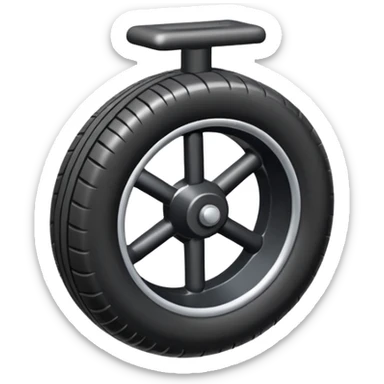 The aircraft's landing gear is one inflated, plump wheel with a strut, black in color, cartoon-style, isometric sticker