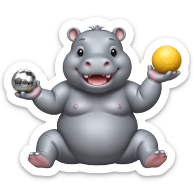 a Circus cute hippo juggling two metal ball sticker