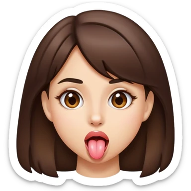 Girl sticking out tongue brunette sticker