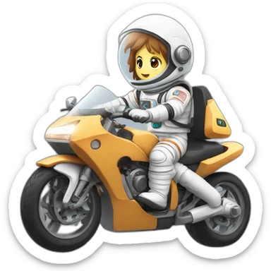 Astronaut driving a car with cycle on top anime sticker