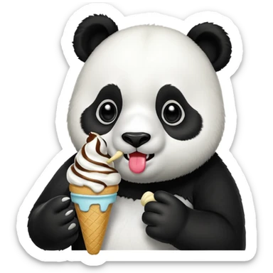 Panda eating ice cream sticker