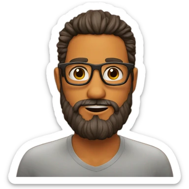 hombre de lentes naranjas cabello rizado y barba sticker