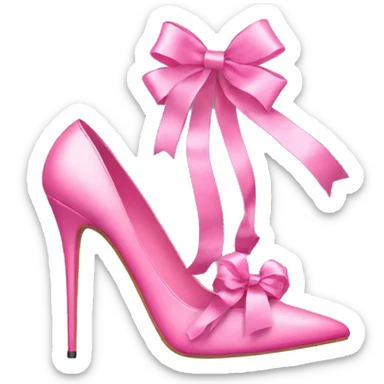 Pair of Pink stiletto shoes with ribbons sticker
