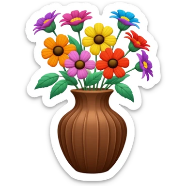 Corduroy ridged vase with flowers sticker
