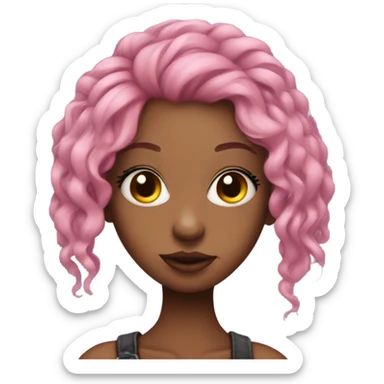 girl with pink hair, eyeliner and a septum ring sticker