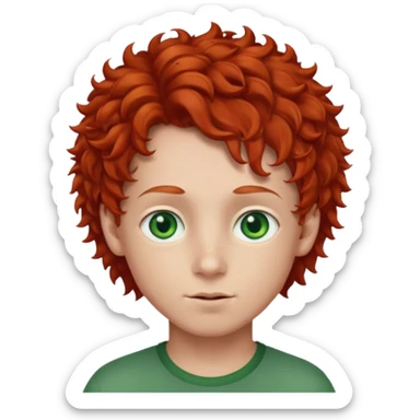 chico de pelo rojo rizado con ojos verdes sticker