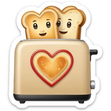 Light Beige heart toaster with toast  sticker