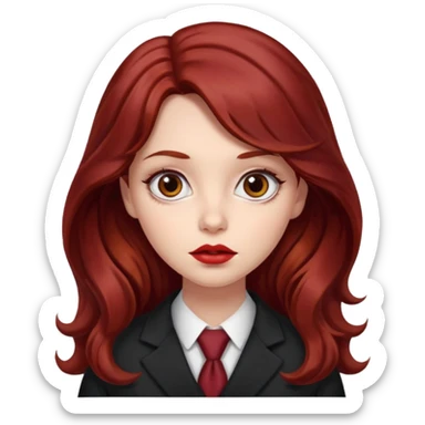 long and wavy dark red haired girl, with thick lips, big eyes and she looks like an attorney but feminine sticker