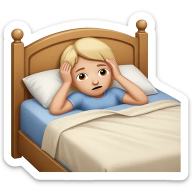 lie down on bed to sleep, but hungry sticker