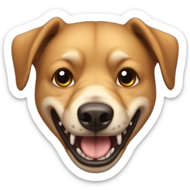 Ugly light brown dog with very long lower fangs sticker