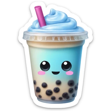 Pastel blue bubble tea sticker