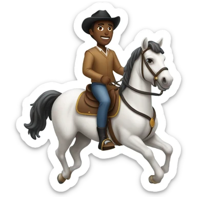 A black guy riding a horse sticker