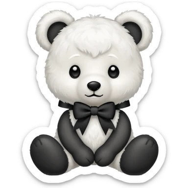 Cute white teddy bear with black bow sticker