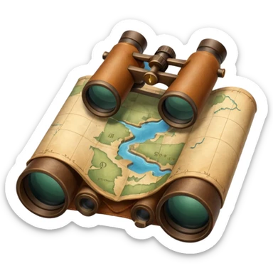 map with binoculars sticker