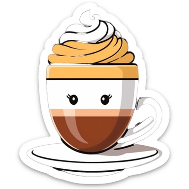 A cute cappuccino cup with a ballerina figure made of foam dancing on the surface sticker