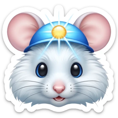 A mouse face with blue sun rays like a sun  sticker