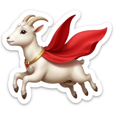 white female goat wearing a read cape like superman sticker