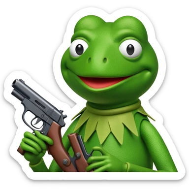 kermit the frog with gun sticker