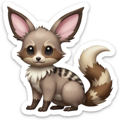 Civet-Minccino-Cacomistl-Eevee-Trico-hybrid-fusion (full body) sticker
