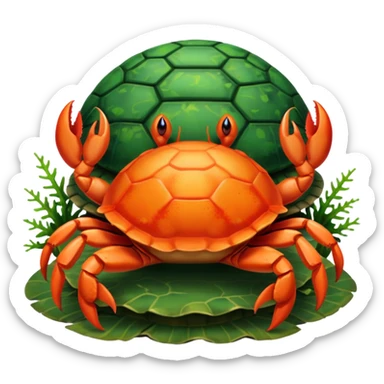 crab sitting on a turtle sticker