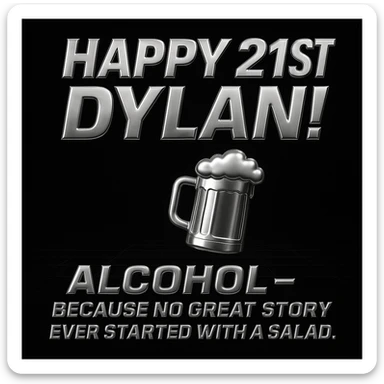 Simplify the vaporwave card: use a minimal neon grid background, one drink icon, and bold chrome text for the quote. Remove extra graphics and keep the color palette clean and limited. sticker