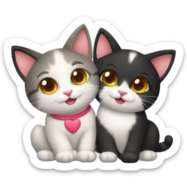 two cute cats in love sticker