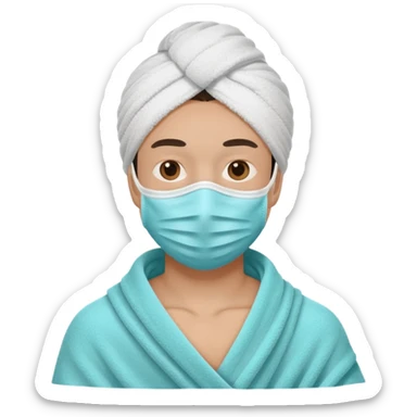 Persona con toalla y mascarilla sticker