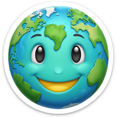 planet earth smiley face sticker