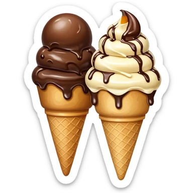 Create an image with 2 scoops of icecream slighted inverted ly placed aginst each other sticker