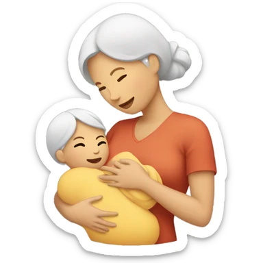 Mom holds the baby in her arms facing each other sticker