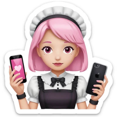 mix light pink dark pink and white girly phone maid sticker