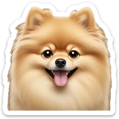 Beige Pomeranian with his tongue out  sticker