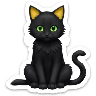 Chat noir peinture mignon assise peinture sticker