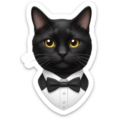 Tuxedo cat in tie, lot of black fur sticker