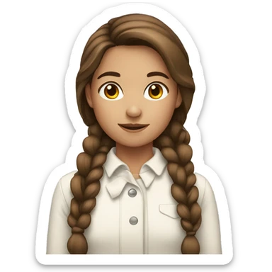 Girl with brown hair wearing a Christmas has sticker