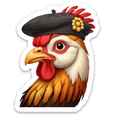 rooster wearing beret sticker