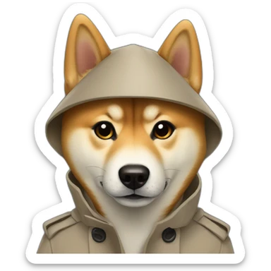 shiba inu in trenchcoat sticker