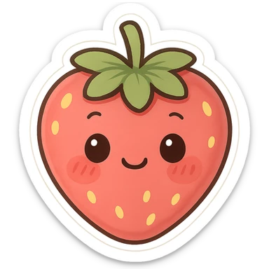 chibi sticker of a blushing strawberry with a cute face sticker